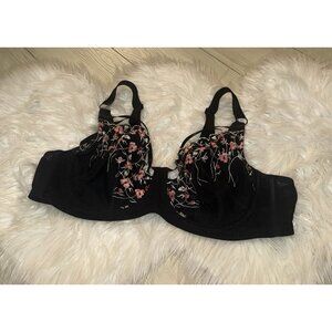 Parfait 5672 Briana Embroidered Caged Unlined Mesh Bra UW Womens 44D Black